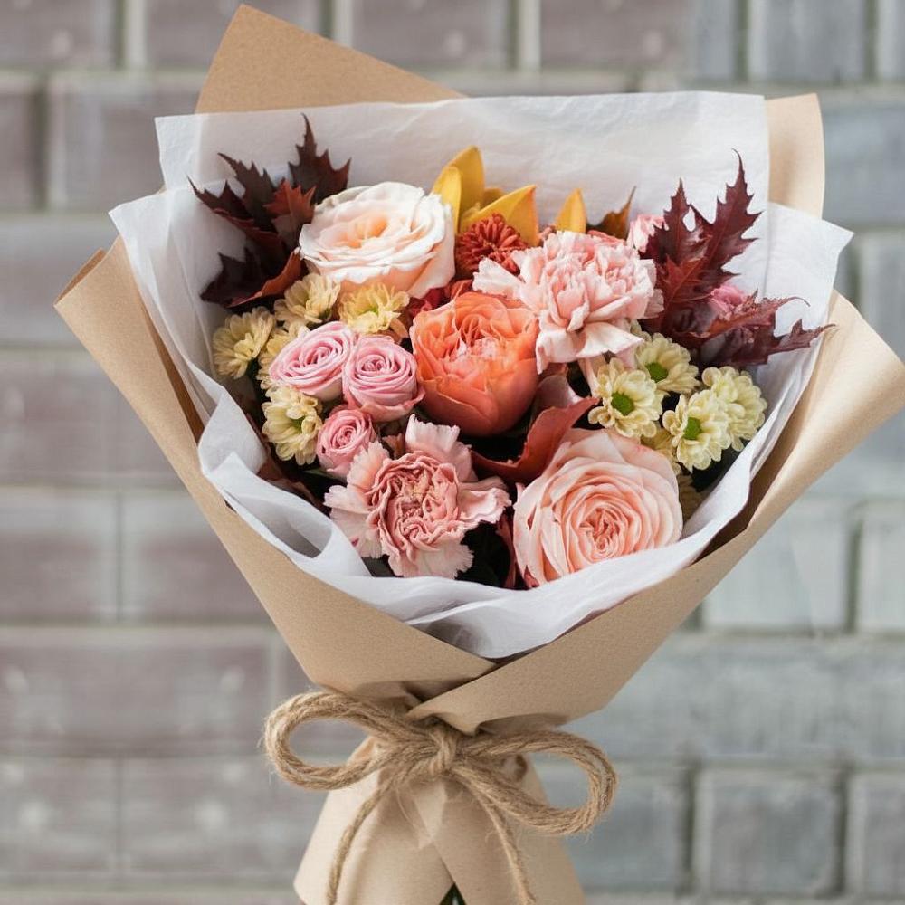 Букет цветов из: Гвоздики, Хризантемы и Розы в Туапсе