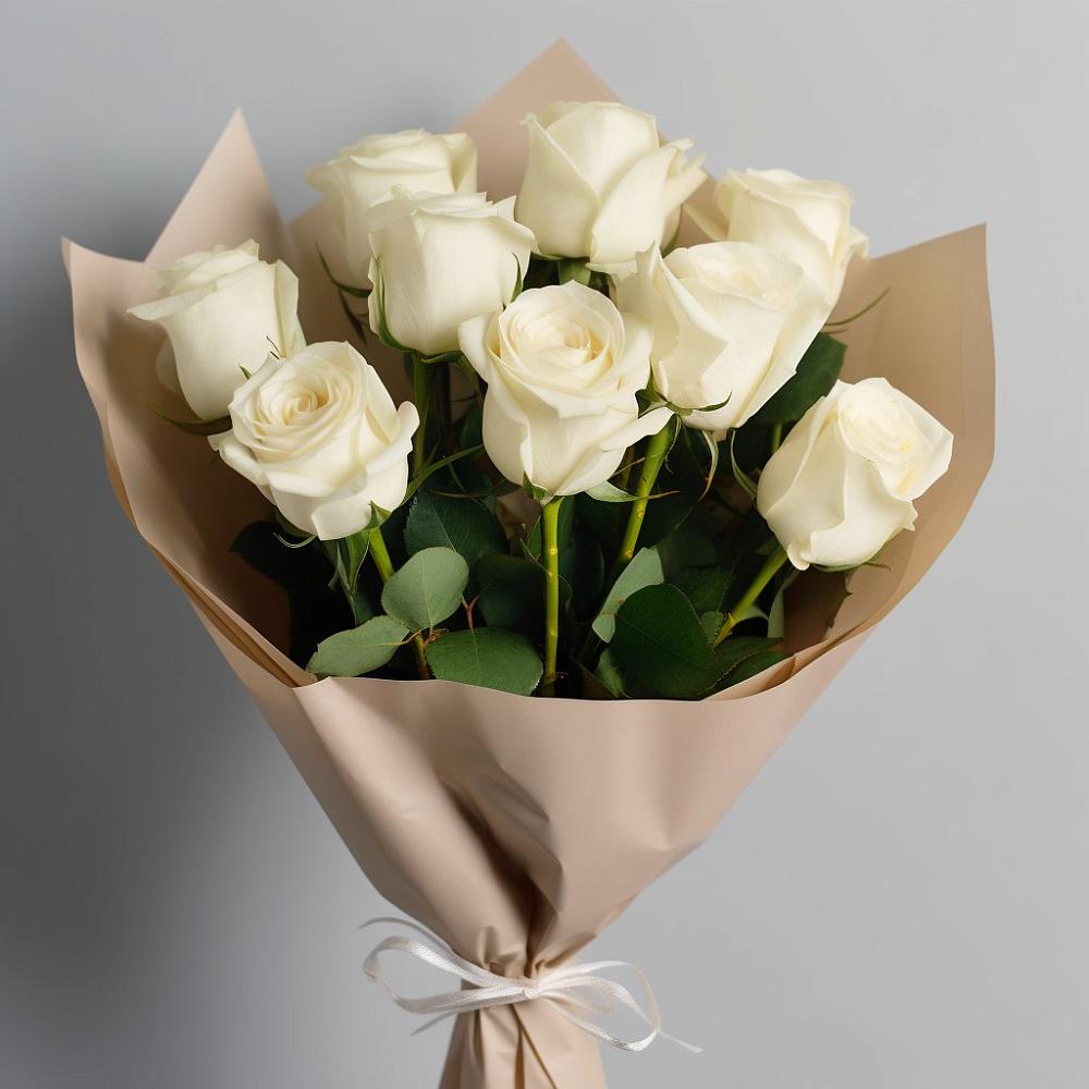 Букет 9 Белых роз Эдлесс Лав в Туапсе