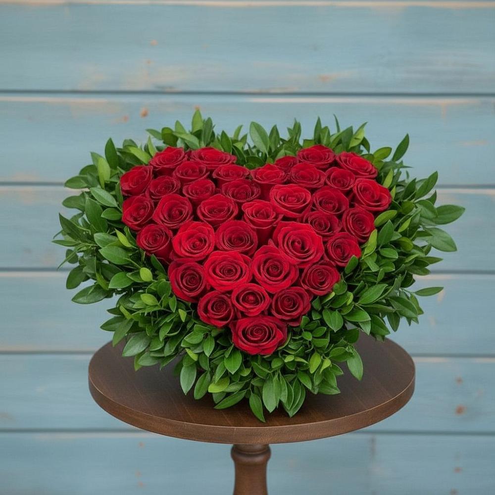 Цветочная композиция из Розы в виде сердца в Туапсе