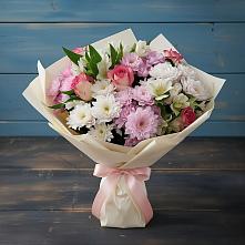 Букет цветов из:  Хризантемы, Альстромерии и Розы #REPLACE_PRED# Туапсе