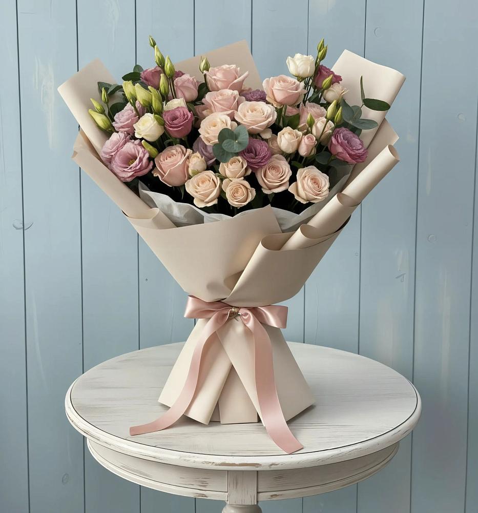 Букет цветов из: Розы и Лизиантусы в Туапсе